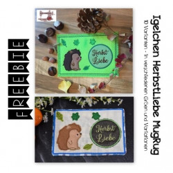 ITH Stickdatei - Mug Rug Herbstliebe Igelchen